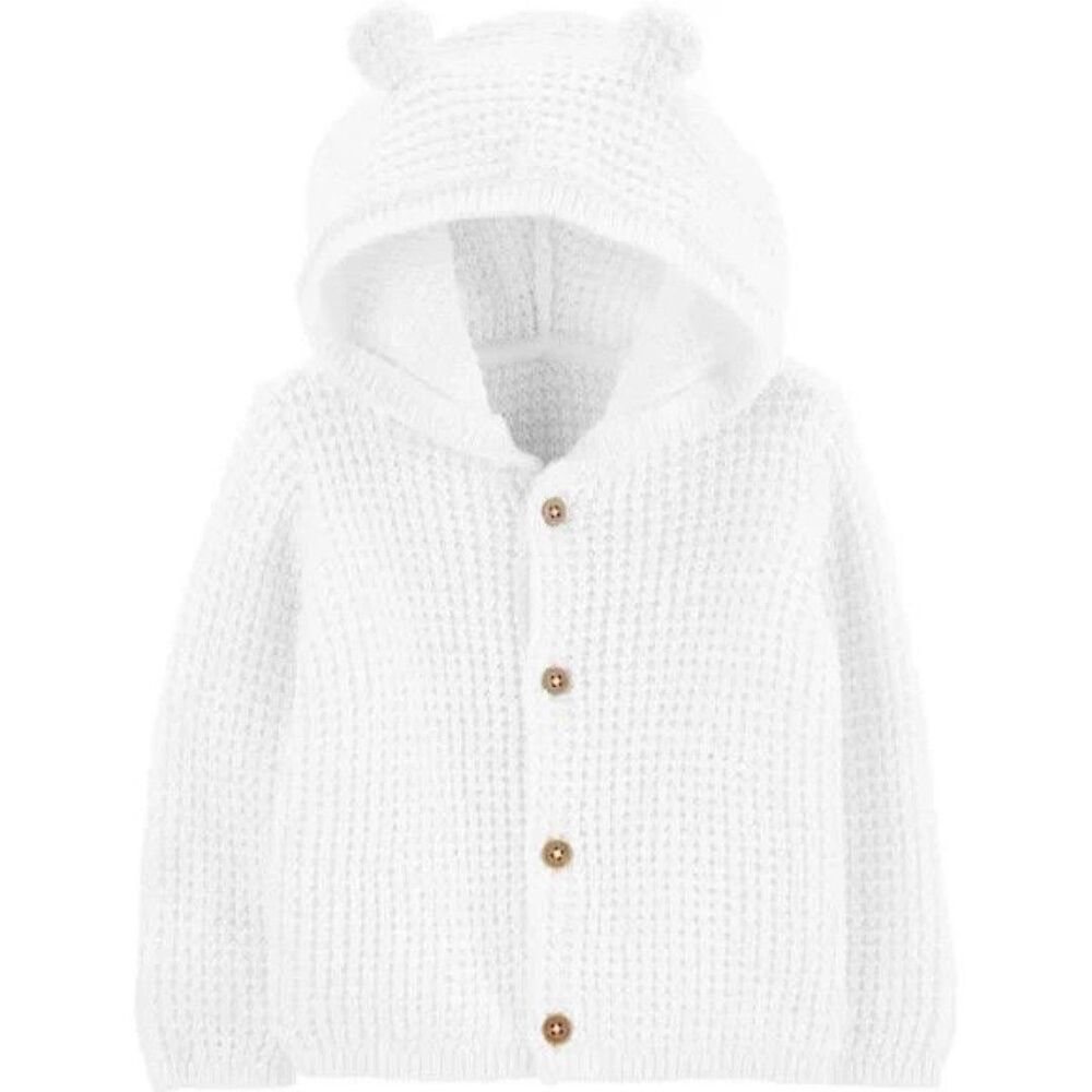NEW Carter's Kid Baby Teddy Bear Hooded Button Waffle Knit Cardigan Sweater